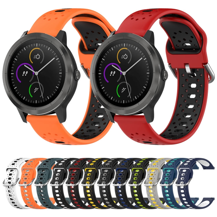 20mm Breathable Two-Color Silicone Watch Band, For Garmin Forerunner 55