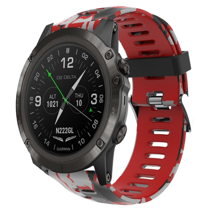 26mm Camouflage Printed Silicone Watch Band, For Garmin Instinct 2X Solar, For Garmin D2 Delta PX, For Garmin Tactix 7 Pro, For Garmin Tactix 7