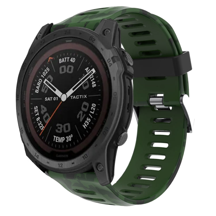 26mm Camouflage Printed Silicone Watch Band, For Garmin Instinct 2X Solar, For Garmin D2 Delta PX, For Garmin Tactix 7 Pro, For Garmin Tactix 7