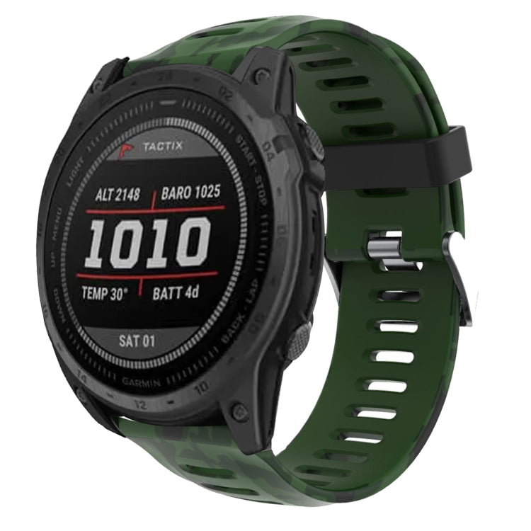 26mm Camouflage Printed Silicone Watch Band, For Garmin Fenix 7X, For Garmin Fenix 7X Solar, For Garmin Tactix Delta, For Garmin Enduro 2