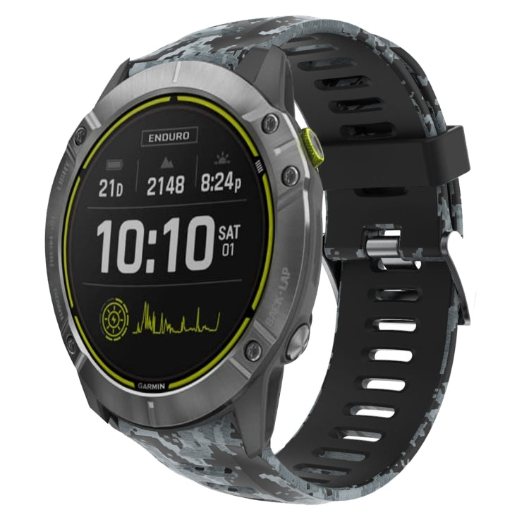 26mm Camouflage Printed Silicone Watch Band, For Garmin Enduro, For Garmin Fenix 6X, For Garmin Fenix 6X Pro, For Garmin Fenix 6X Sapphire