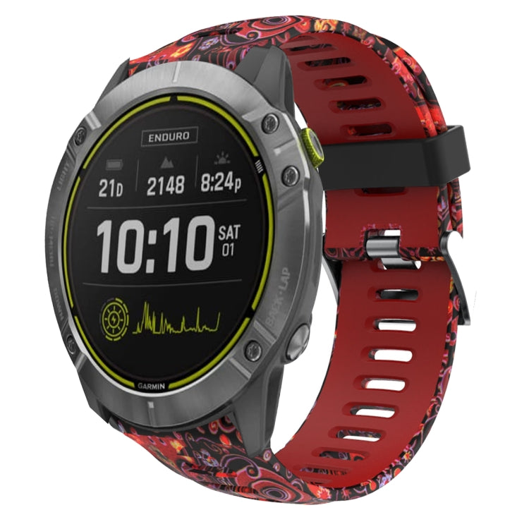 26mm Camouflage Printed Silicone Watch Band, For Garmin Enduro, For Garmin Fenix 6X, For Garmin Fenix 6X Pro, For Garmin Fenix 6X Sapphire