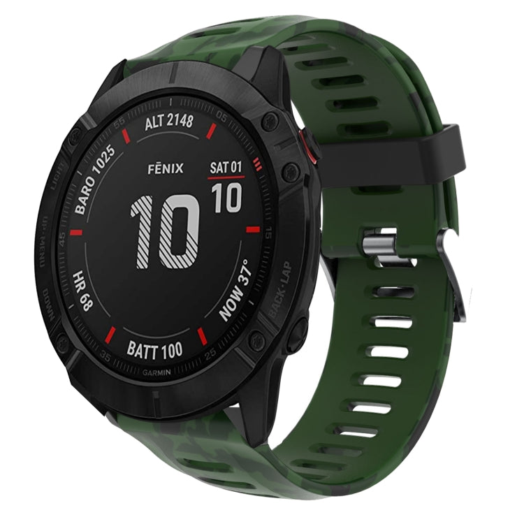 26mm Camouflage Printed Silicone Watch Band, For Garmin Enduro, For Garmin Fenix 6X, For Garmin Fenix 6X Pro, For Garmin Fenix 6X Sapphire
