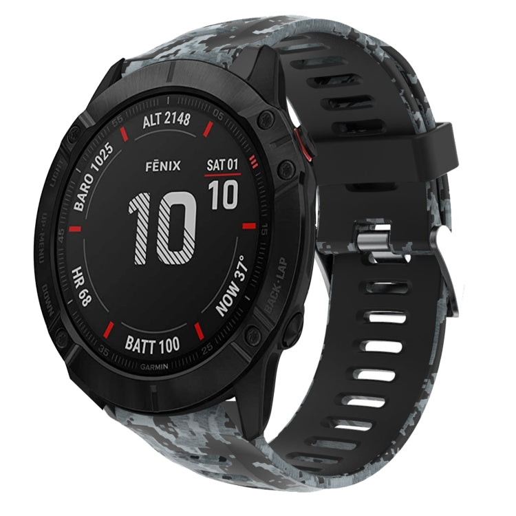 26mm Camouflage Printed Silicone Watch Band, For Garmin Enduro, For Garmin Fenix 6X, For Garmin Fenix 6X Pro, For Garmin Fenix 6X Sapphire