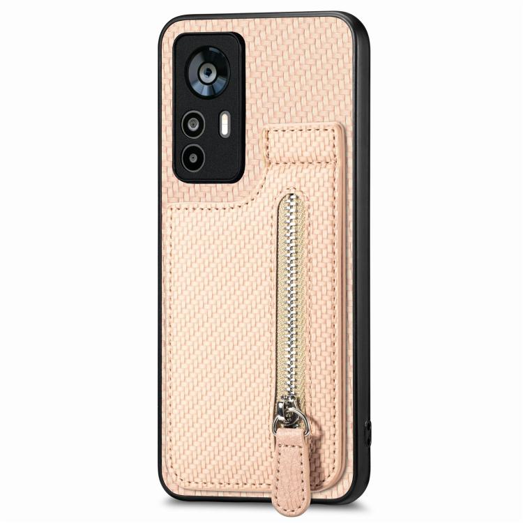 Carbon Fiber Vertical Flip Zipper Phone Case, For Xiaomi 13, For Xiaomi 12T, For Xiaomi POCO M5 4G, For Redmi Note 11T Pro 5G
