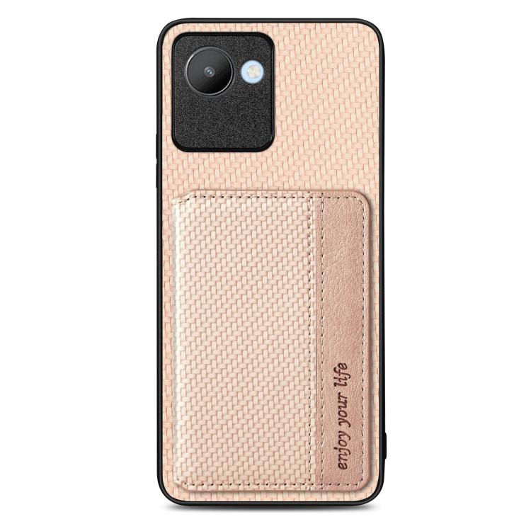 Carbon Fiber Magnetic Card Bag Phone Case, For Realme 14 Pro+, For Realme 14 Pro, For Realme Neo7, For Realme C30