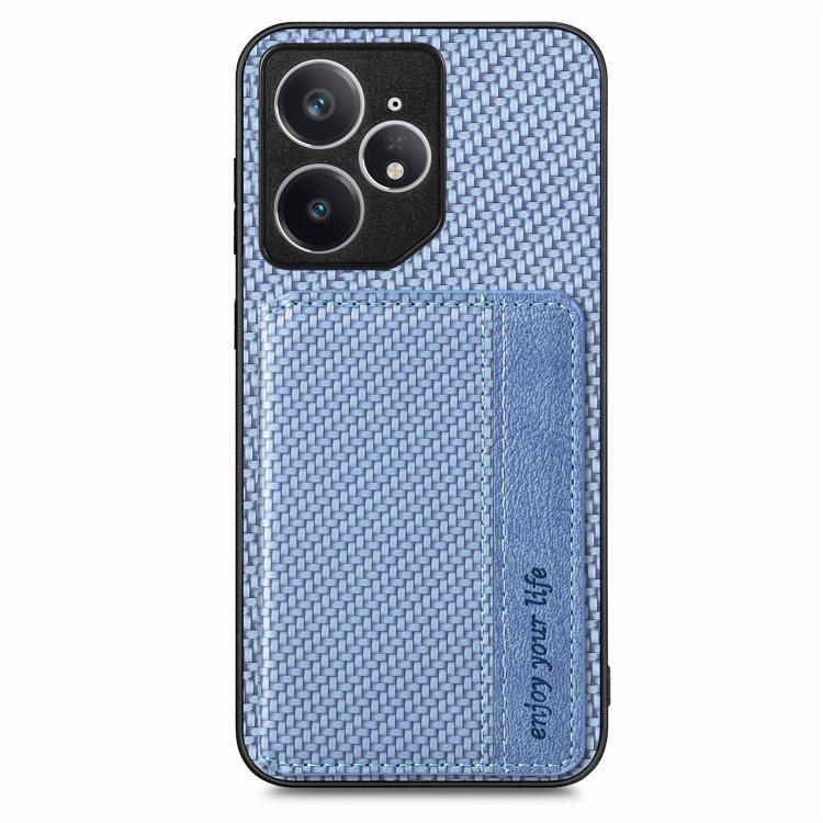 Carbon Fiber Magnetic Card Bag Phone Case, For Realme 14 Pro+, For Realme 14 Pro, For Realme Neo7, For Realme C30