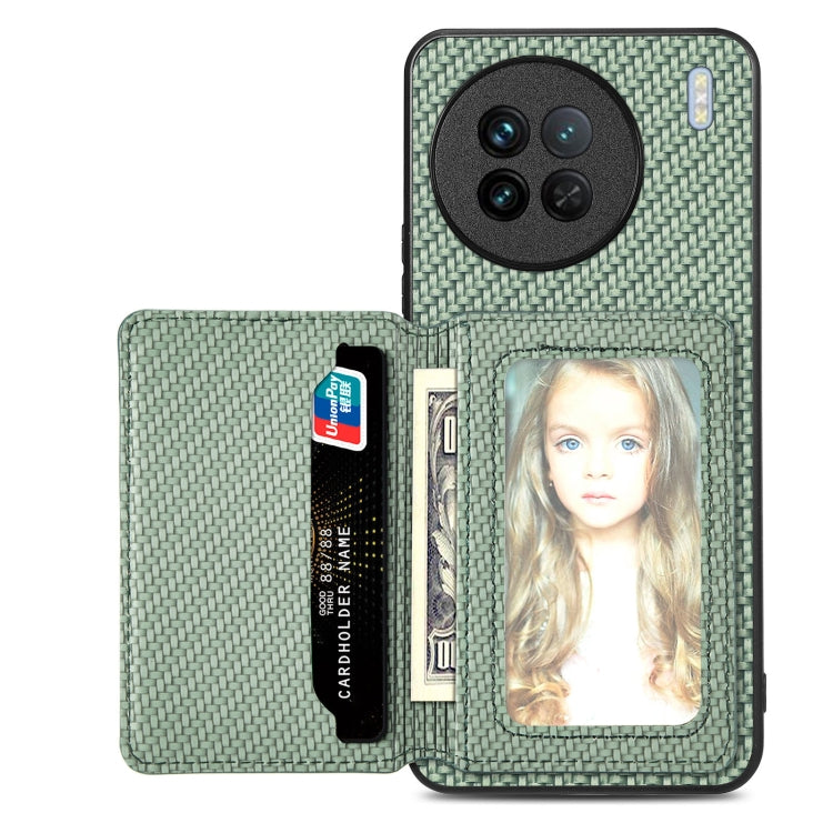 Carbon Fiber Magnetic Card Bag Phone Case, For vivo Y29 4G, For vivo S18, For vivo X90 Pro, For vivo X90