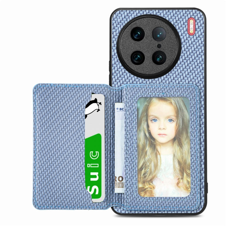 Carbon Fiber Magnetic Card Bag Phone Case, For vivo Y29 4G, For vivo S18, For vivo X90 Pro, For vivo X90