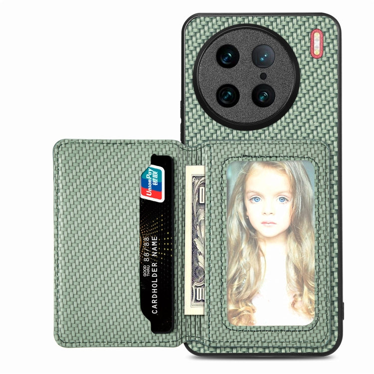 Carbon Fiber Magnetic Card Bag Phone Case, For vivo Y29 4G, For vivo S18, For vivo X90 Pro, For vivo X90