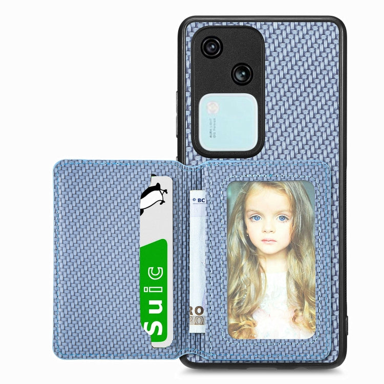 Carbon Fiber Magnetic Card Bag Phone Case, For vivo Y29 4G, For vivo S18, For vivo X90 Pro, For vivo X90