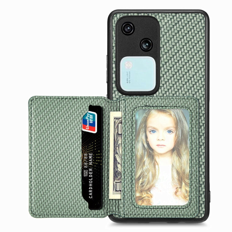 Carbon Fiber Magnetic Card Bag Phone Case, For vivo Y29 4G, For vivo S18, For vivo X90 Pro, For vivo X90