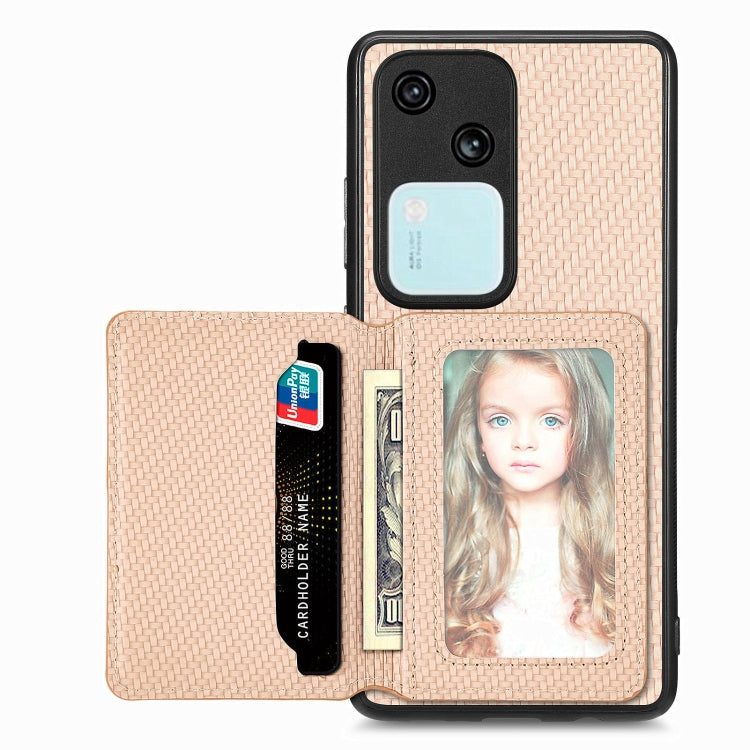 Carbon Fiber Magnetic Card Bag Phone Case, For vivo Y29 4G, For vivo S18, For vivo X90 Pro, For vivo X90