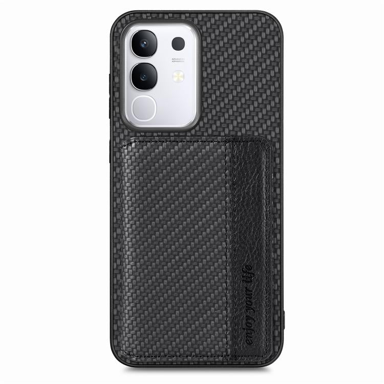 Carbon Fiber Magnetic Card Bag Phone Case, For vivo Y29 4G, For vivo S18, For vivo X90 Pro, For vivo X90