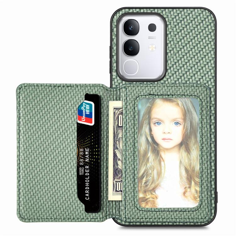 Carbon Fiber Magnetic Card Bag Phone Case, For vivo Y29 4G, For vivo S18, For vivo X90 Pro, For vivo X90