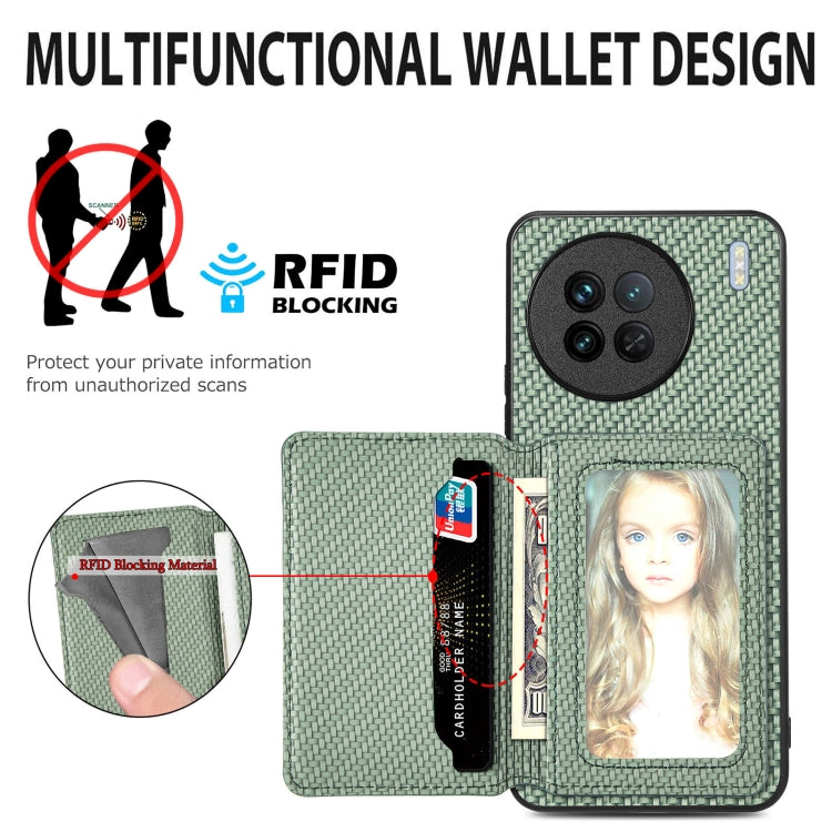 Carbon Fiber Magnetic Card Bag Phone Case, For vivo Y29 4G, For vivo S18, For vivo X90 Pro, For vivo X90