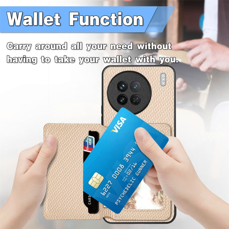 Carbon Fiber Magnetic Card Bag Phone Case, For vivo Y29 4G, For vivo S18, For vivo X90 Pro, For vivo X90