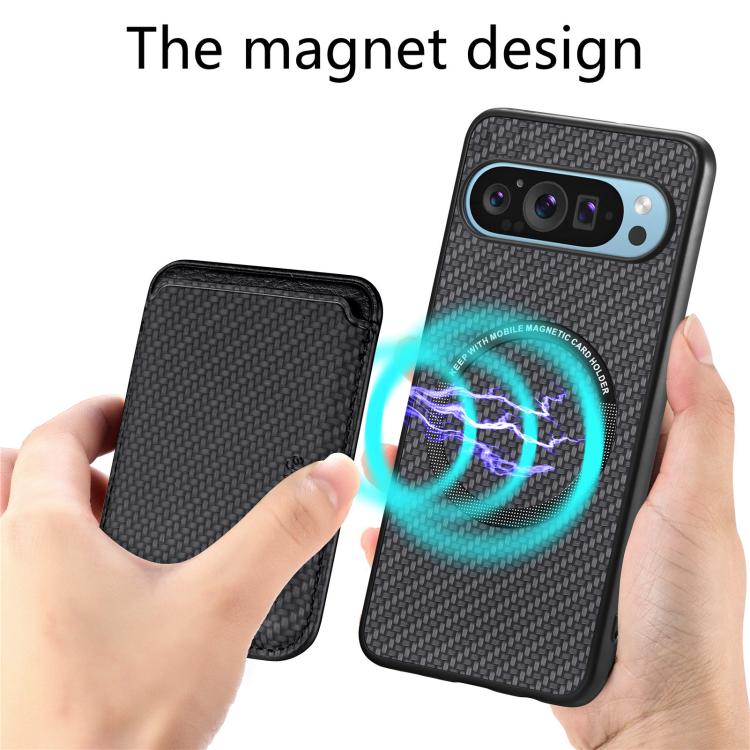 Carbon Fiber Leather Card Magsafe Phone Case, For Google Pixel 9a, For Google Pixel 7 Pro, For Google Pixel 7, For Google Pixel 6