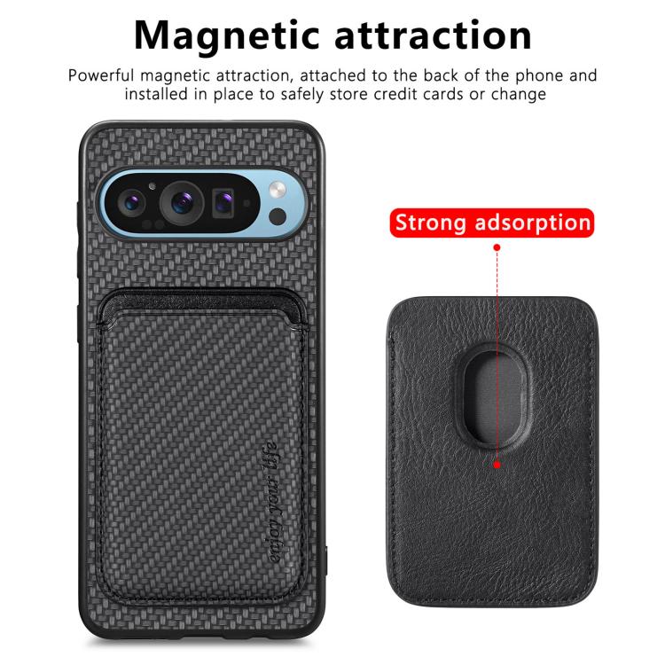 Carbon Fiber Leather Card Magsafe Phone Case, For Google Pixel 10 Pro XL, For Google Pixel 9 Pro XL, For Google Pixel 10 / 10 Pro, For Google Pixel 9 / 9 Pro