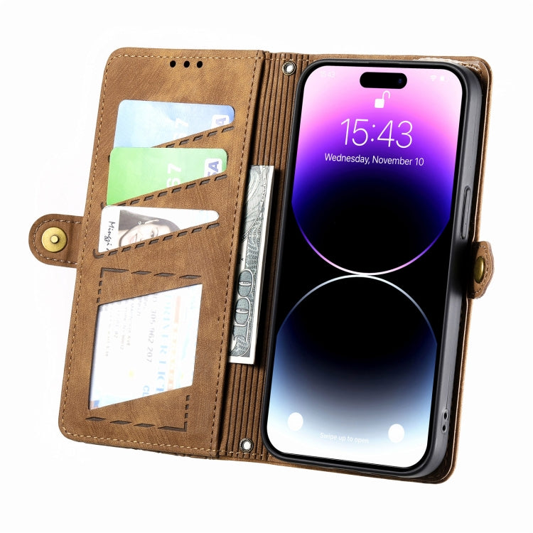 Geometric Zipper Wallet Side Buckle Leather Phone Case, For iPhone 14 Pro Max, For iPhone 7 / 8 / SE 2022, For iPhone 13 Pro Max, For iPhone 13 Pro