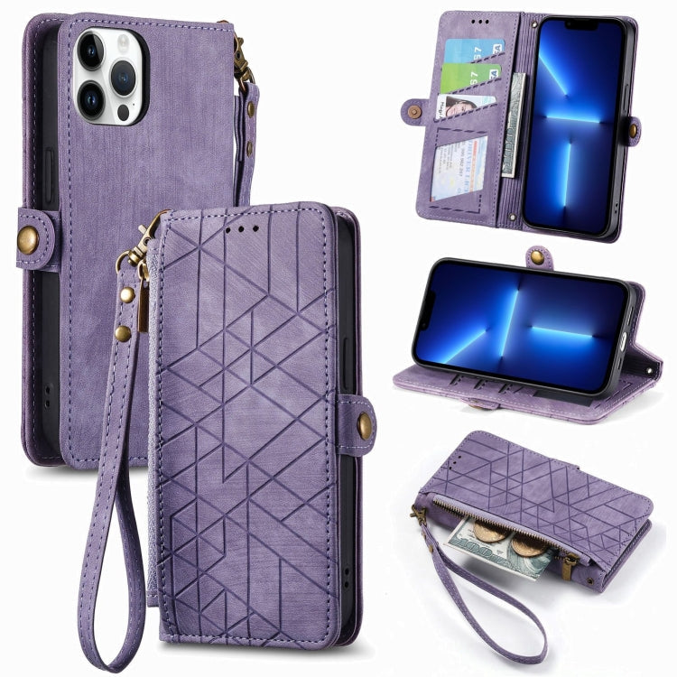 Geometric Zipper Wallet Side Buckle Leather Phone Case, For iPhone 14 Pro Max, For iPhone 7 / 8 / SE 2022, For iPhone 13 Pro Max, For iPhone 13 Pro
