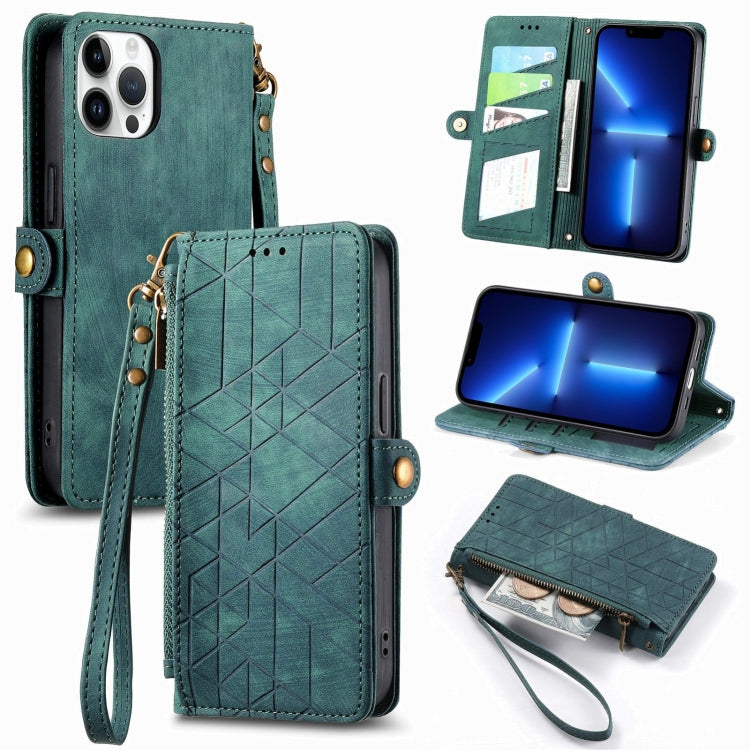 Geometric Zipper Wallet Side Buckle Leather Phone Case, For iPhone 14 Pro Max, For iPhone 7 / 8 / SE 2022, For iPhone 13 Pro Max, For iPhone 13 Pro