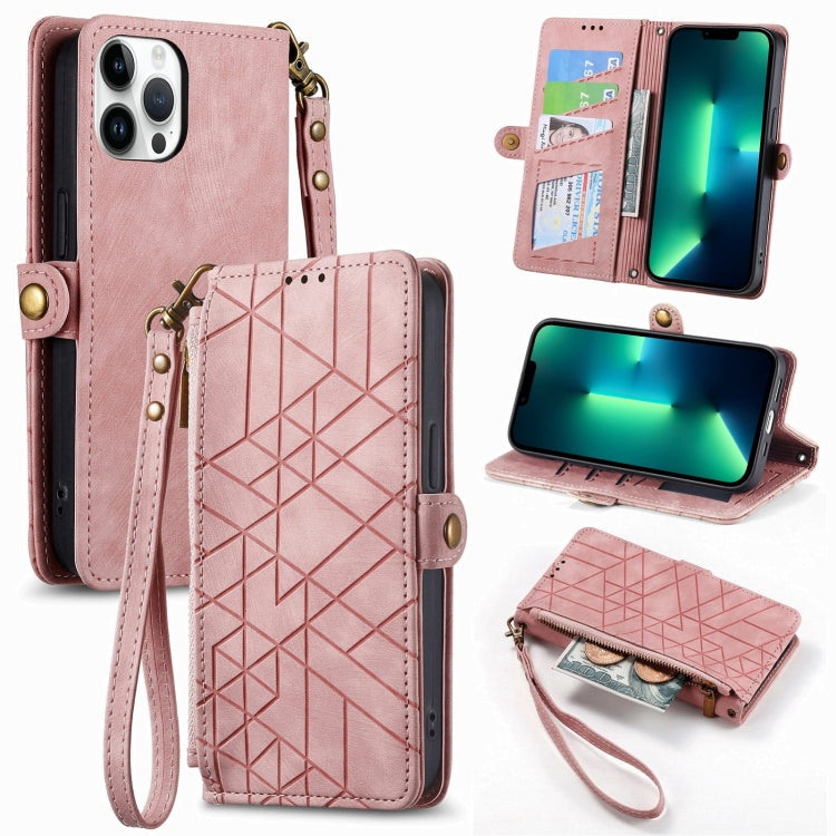 Geometric Zipper Wallet Side Buckle Leather Phone Case, For iPhone 14 Pro Max, For iPhone 7 / 8 / SE 2022, For iPhone 13 Pro Max, For iPhone 13 Pro