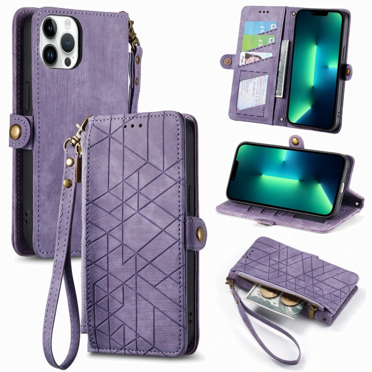 Geometric Zipper Wallet Side Buckle Leather Phone Case, For iPhone 14 Pro Max, For iPhone 7 / 8 / SE 2022, For iPhone 13 Pro Max, For iPhone 13 Pro