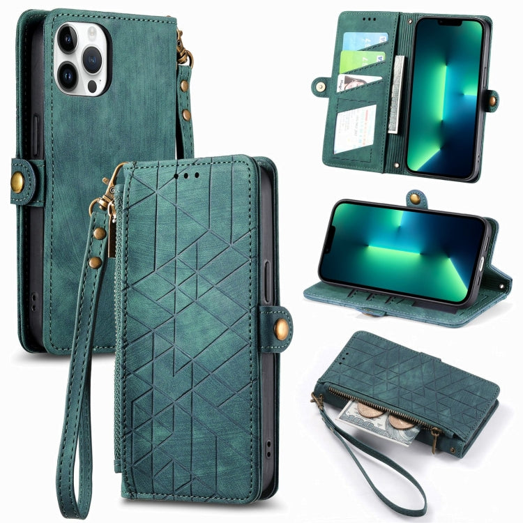 Geometric Zipper Wallet Side Buckle Leather Phone Case, For iPhone 14 Pro Max, For iPhone 7 / 8 / SE 2022, For iPhone 13 Pro Max, For iPhone 13 Pro