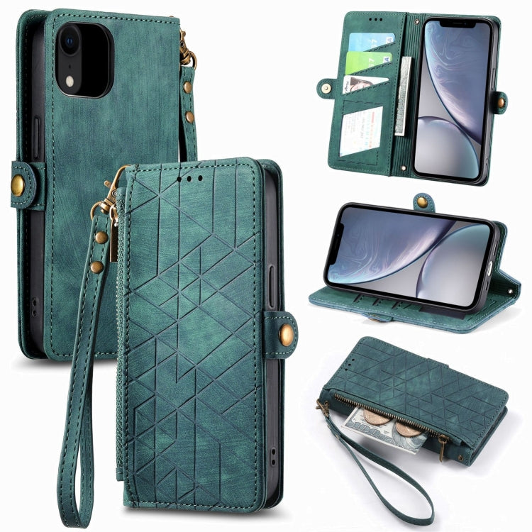 Geometric Zipper Wallet Side Buckle Leather Phone Case, For iPhone 11, For iPhone 11 Pro, For iPhone X / XS, For iPhone XR