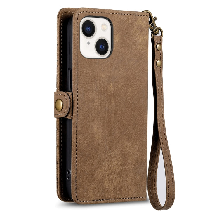 Geometric Zipper Wallet Side Buckle Leather Phone Case, For iPhone 15, For iPhone 14 Plus, For iPhone 14, For iPhone 14 Pro
