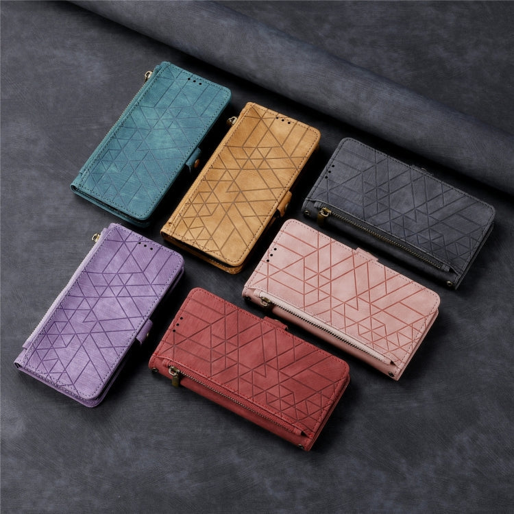 Geometric Zipper Wallet Side Buckle Leather Phone Case, For iPhone 11, For iPhone 11 Pro, For iPhone X / XS, For iPhone XR