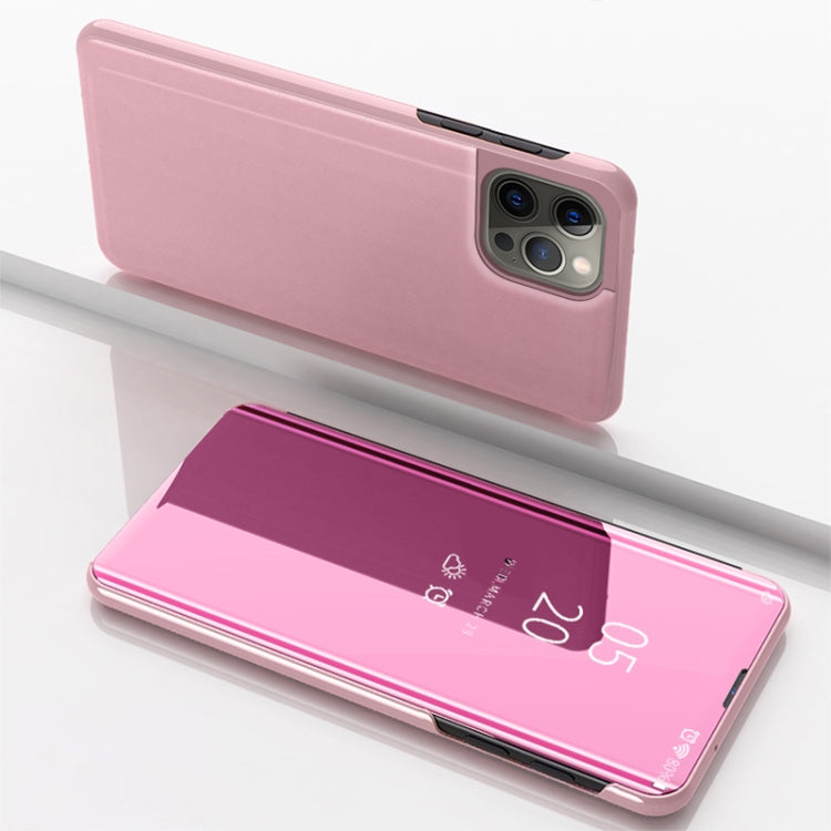 Plated Mirror Horizontal Flip Leather Phone Case with Holder, For iPhone 15 Pro Max, For iPhone 15 Pro, For iPhone 15 Plus
