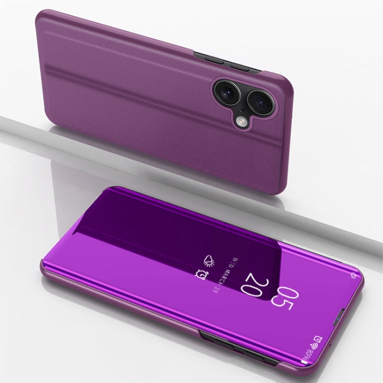 Plated Mirror Horizontal Flip Leather Phone Case with Holder, For iPhone 16 Pro, For iPhone 16 Plus, For iPhone 16