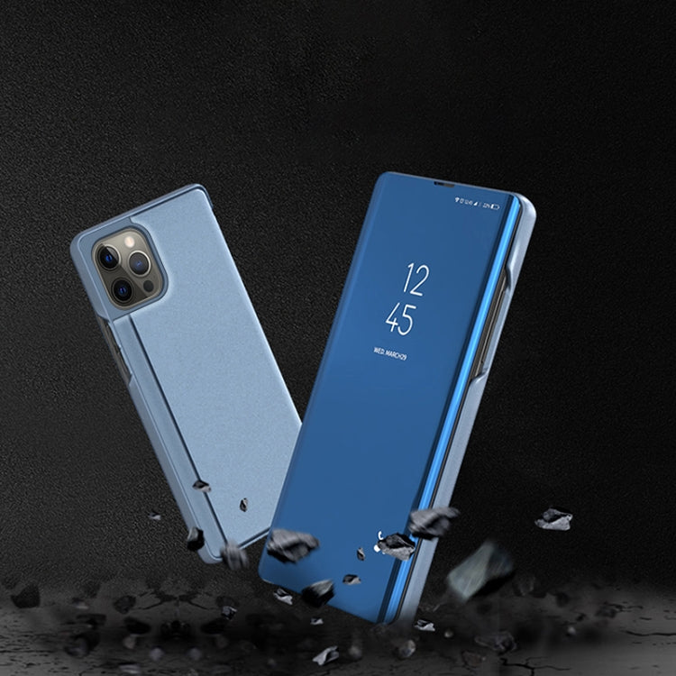 Plated Mirror Horizontal Flip Leather Phone Case with Holder, For iPhone 16 Pro, For iPhone 16 Plus, For iPhone 16