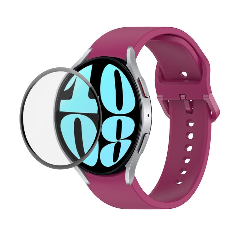 JUNSUNMAY Silicone Adjustable Strap + Full Coverage PMMA Screen Protector Kit, For Samsung Galaxy Watch6 44mm