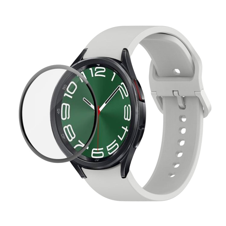 JUNSUNMAY Silicone Adjustable Strap + Full Coverage PMMA Screen Protector Kit, For Samsung Galaxy Watch6 Classic 43mm