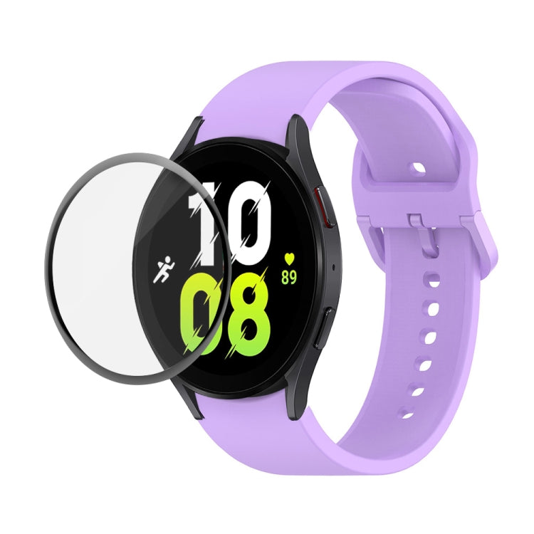 JUNSUNMAY Silicone Adjustable Strap + Full Coverage PMMA Screen Protector Kit, For Samsung Galaxy Watch5 44mm