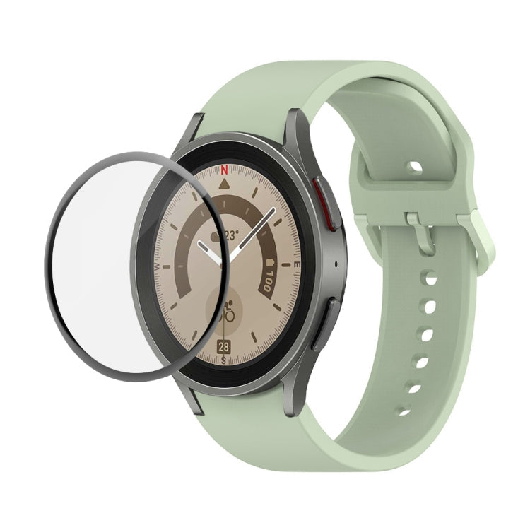 JUNSUNMAY Silicone Adjustable Strap + Full Coverage PMMA Screen Protector Kit, For Samsung Galaxy Watch5 Pro 45mm