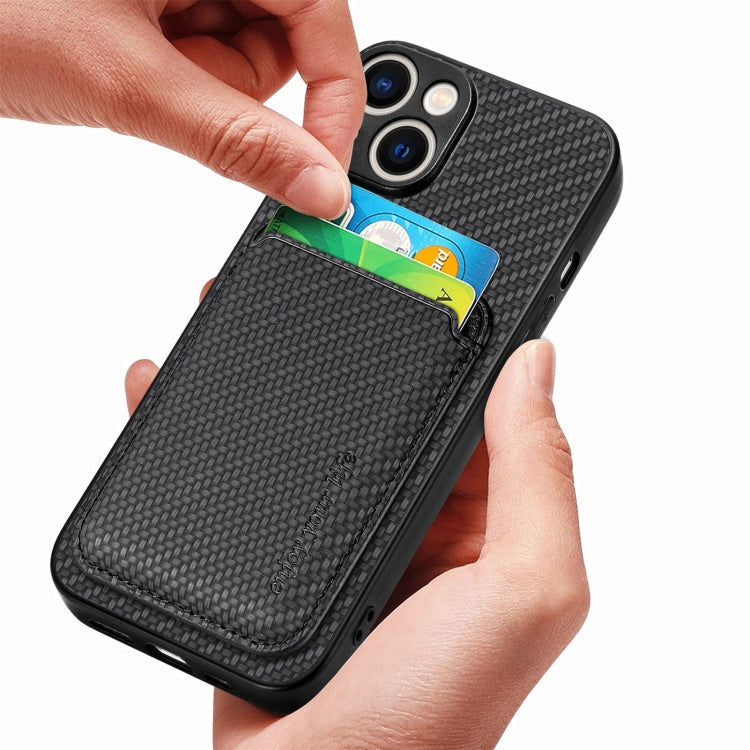 Carbon Fiber Leather Card Magsafe Phone Case, For iPhone 15