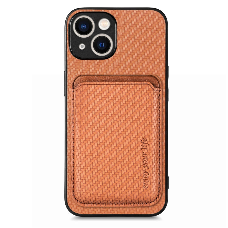 Carbon Fiber Leather Card Magsafe Phone Case, For iPhone 15