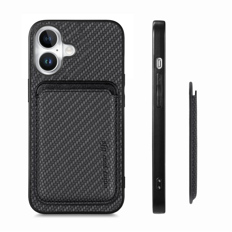 Carbon Fiber Leather Card Magsafe Phone Case, For iPhone 16, For iPhone 15 Pro Max, For iPhone 15 Pro, For iPhone 15 Plus