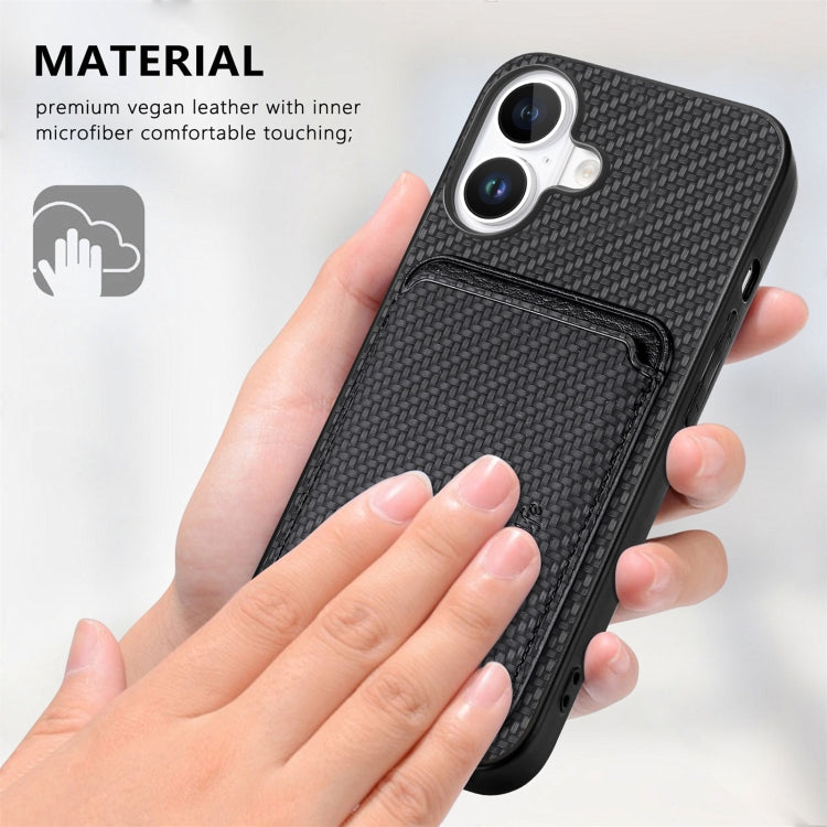 Carbon Fiber Leather Card Magsafe Phone Case, For iPhone 16, For iPhone 15 Pro Max, For iPhone 15 Pro, For iPhone 15 Plus