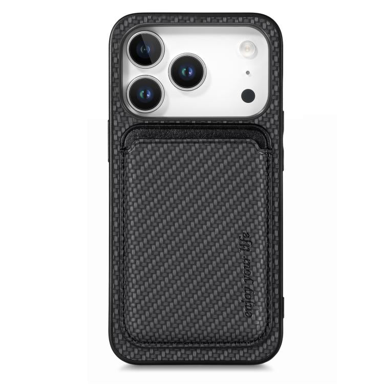 Carbon Fiber Leather Card Magsafe Phone Case, For iPhone 17e / 16e, For iPhone 17 Pro Max, For iPhone 17 Pro, For iPhone 17