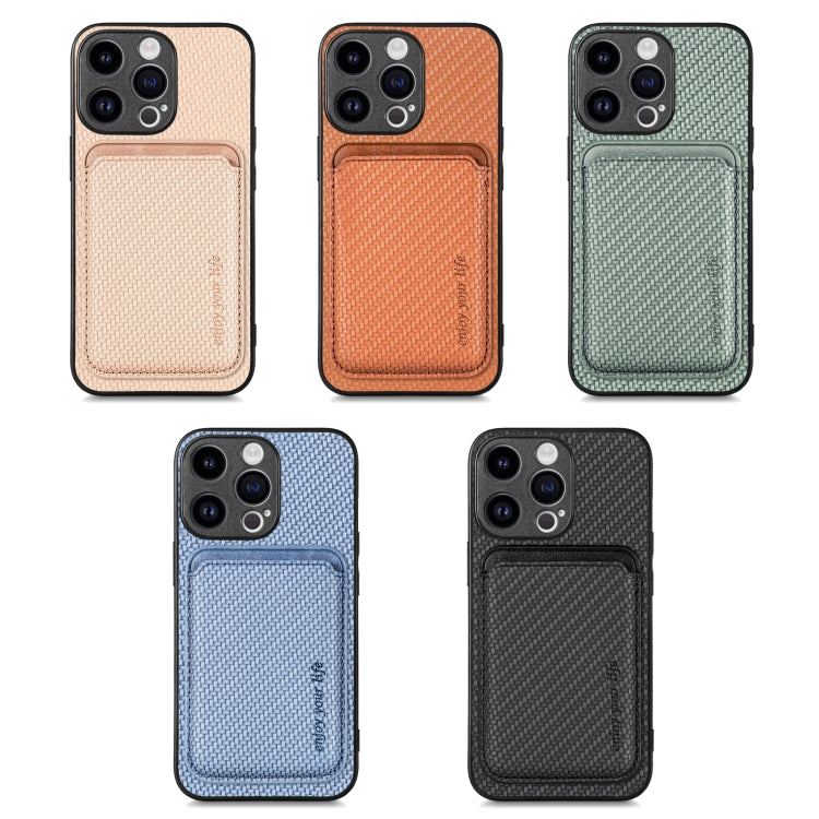 Carbon Fiber Leather Card Magsafe Phone Case, For iPhone 17e / 16e, For iPhone 17 Pro Max, For iPhone 17 Pro, For iPhone 17