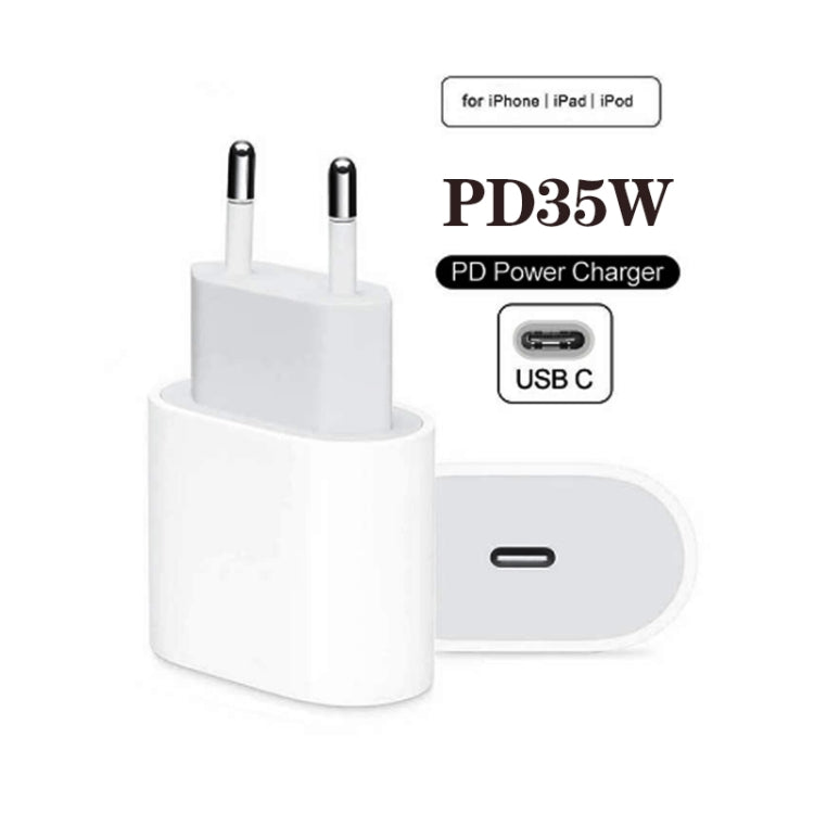 PD35W USB-C / Type-C Port Charger with 1m Type-C to Type-C Data Cable, EU Plug, EU Plug + Type-C Cable