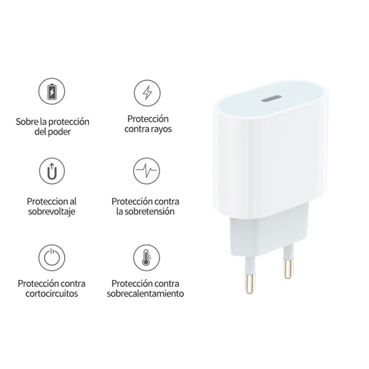 PD35W USB-C / Type-C Port Charger with 1m Type-C to Type-C Data Cable, EU Plug, EU Plug + Type-C Cable