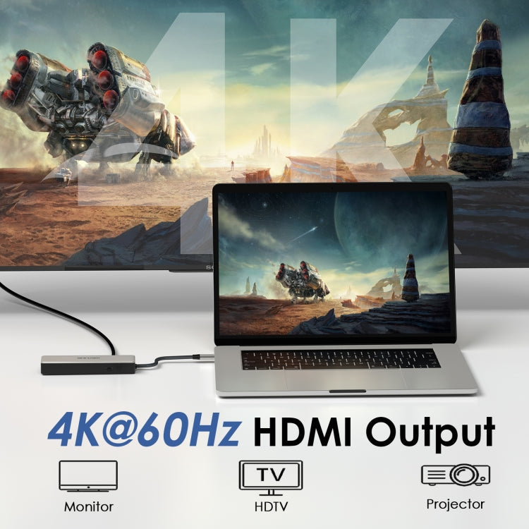 WAVLINK WL-UHP3414 100W Power 10Gbps 4K HDMI USB-C Dock HUB 3xUSB3.2 Gen 2 + 2.5G Ethernet Port, UHP3414