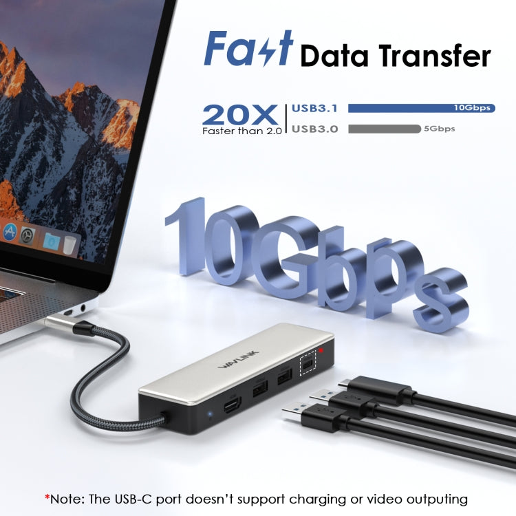 WAVLINK WL-UHP3414 100W Power 10Gbps 4K HDMI USB-C Dock HUB 3xUSB3.2 Gen 2 + 2.5G Ethernet Port, UHP3414