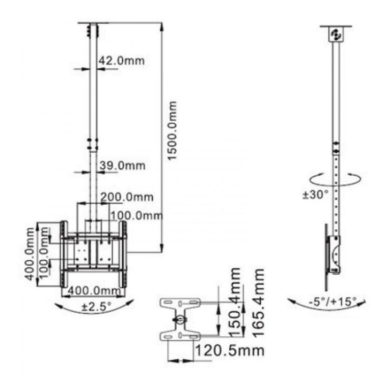 NB T560-15 Telescopic TV Hanger 32-65 inch LCD Television Ceiling Bracket, T560-15